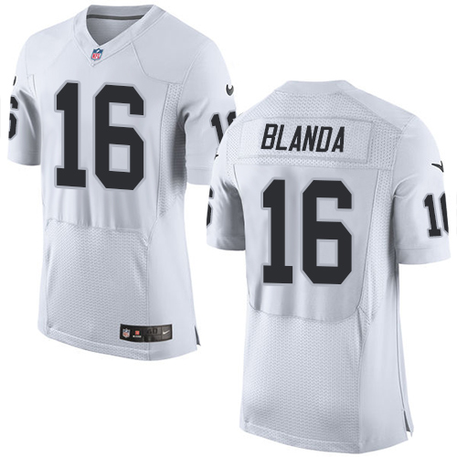 Men's Elite George Blanda Nike Jersey White Road - #16 NFL Oakland Raiders